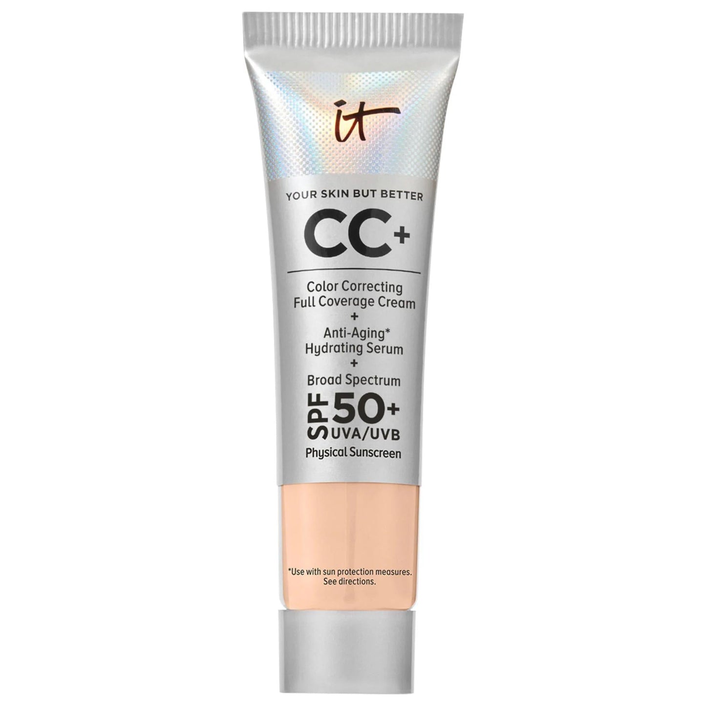 IT Cosmetics CC+ Cream: Full Coverage Color Correcting Foundation with SPF 50+ - Hydrating, Anti-Aging, Flawless Complexion