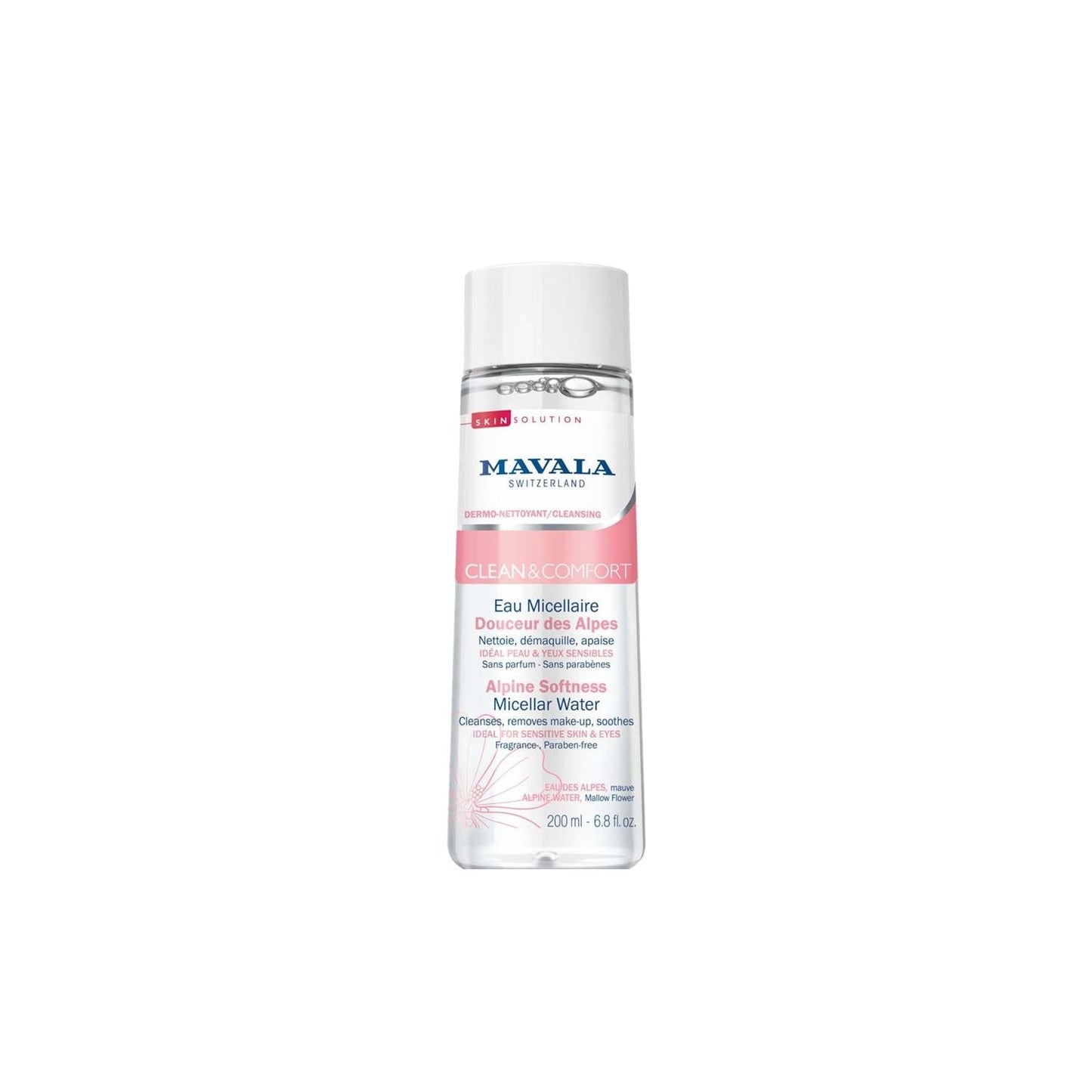 Mavala Clean & Comfort Micellar Water for Sensitive Skin - Gentle Cleansing, Alpine Softness, 200ml