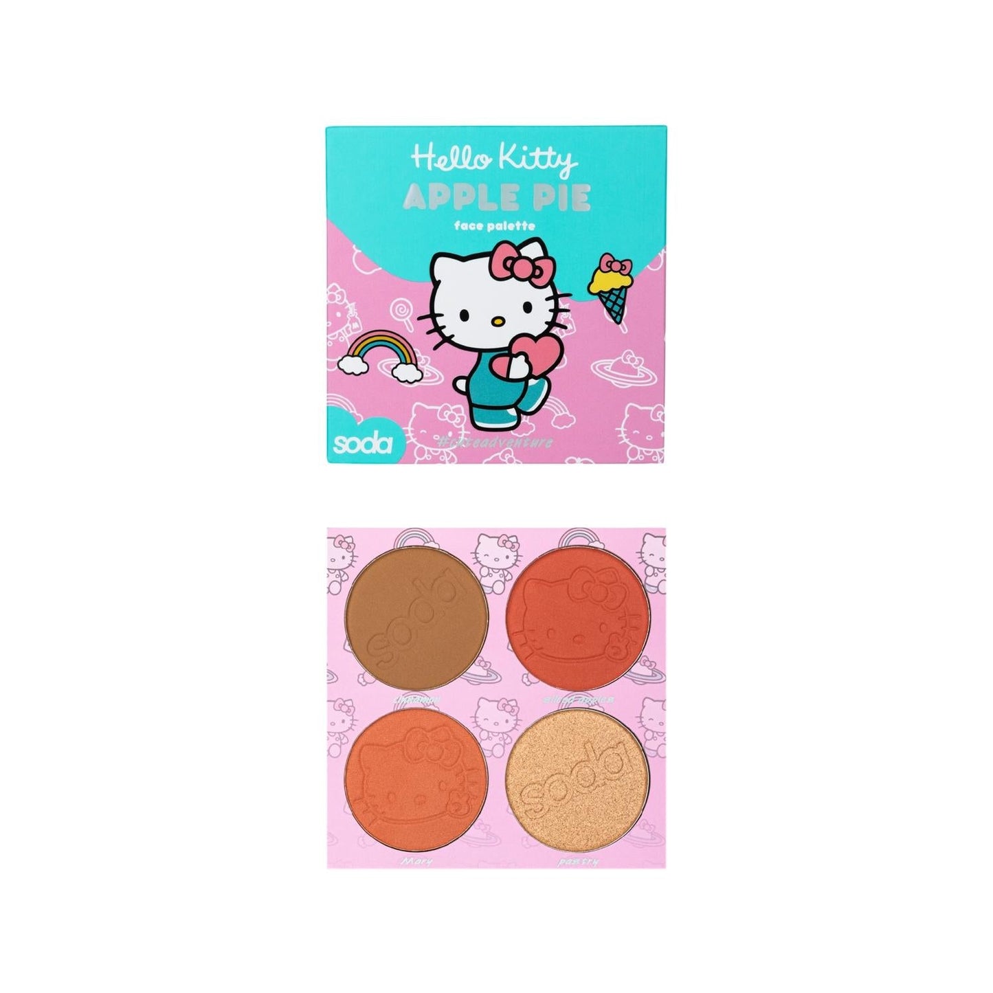 Soda Hello Kitty Apple Pie Makeup Palette - Compact, Portable Cosmetic Face Palette for Young Adults & Fans