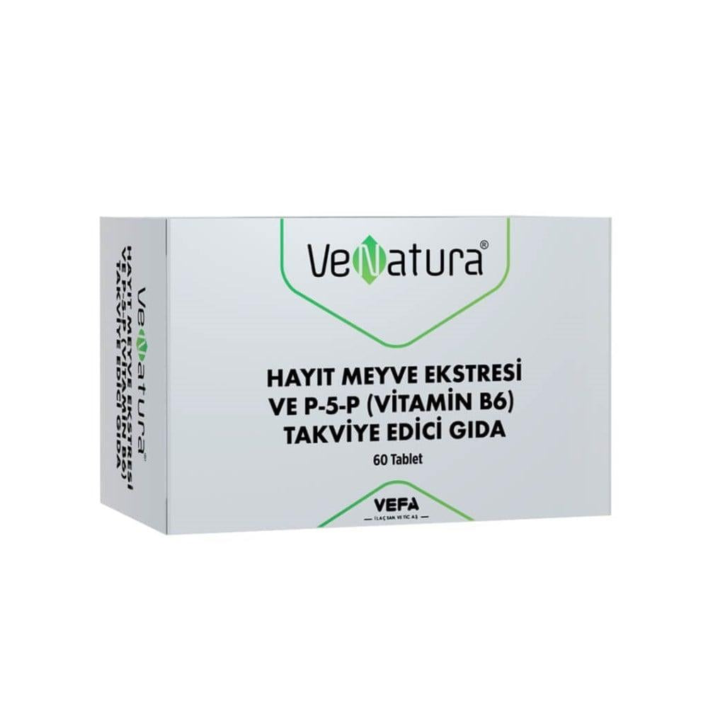 VeNatura Vitamin B6 Supplement with Hayõt Meyve Ekstresi - 60 Tablets for Immune System & Energy Support