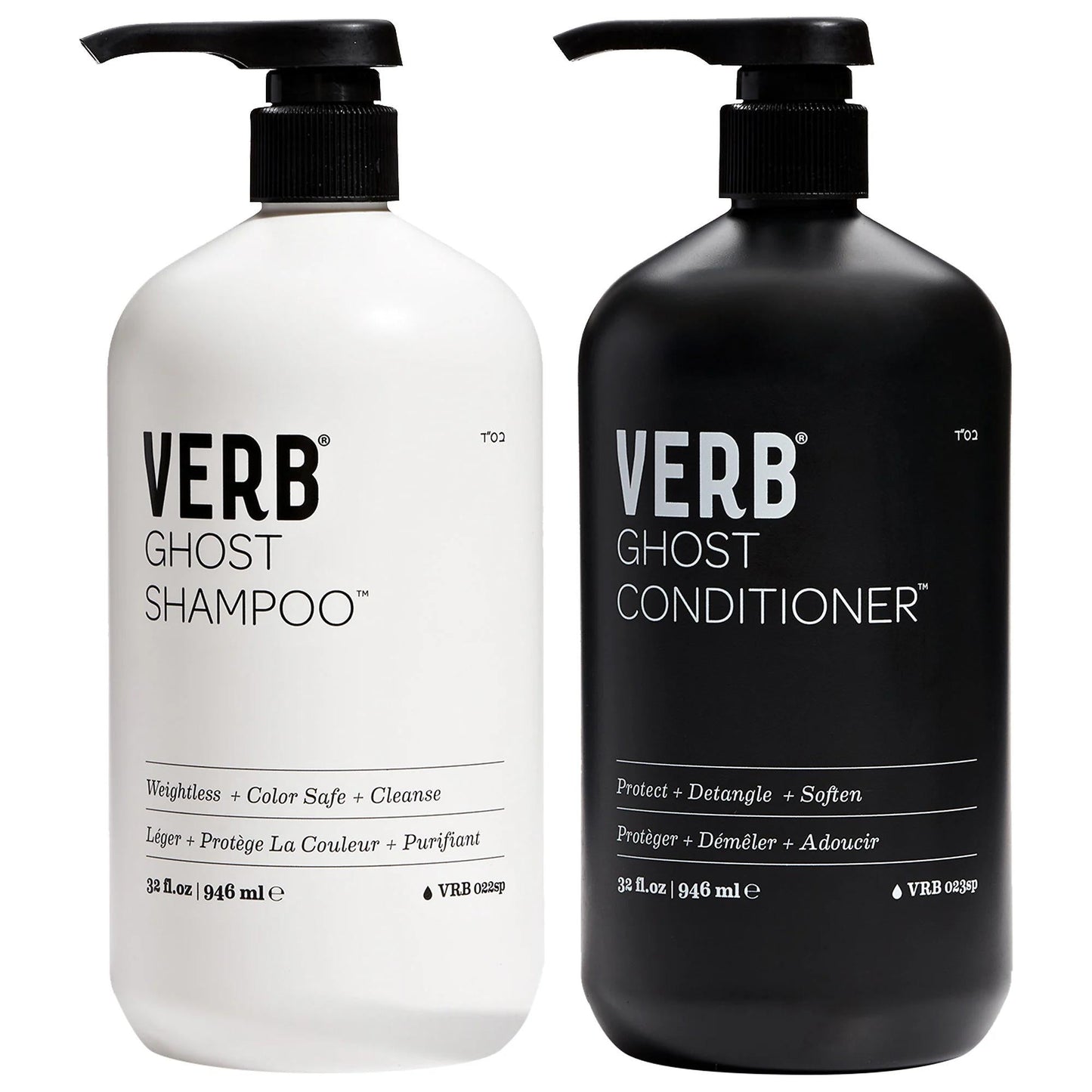 Ghost Weightless Shampoo and Conditioner Jumbo Set for Fine Hair - Vegan, Sulfate-Free, Moringa Seed Oil Hair Care