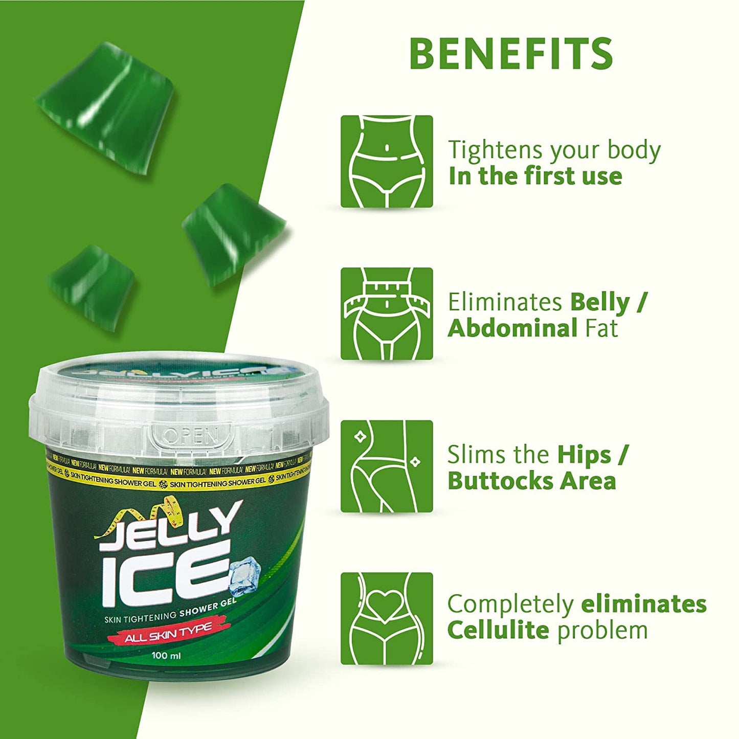 Jellyice Skin Tightening Shower Gel - All Skin Types - Natural Formula - Firming Bath Gel