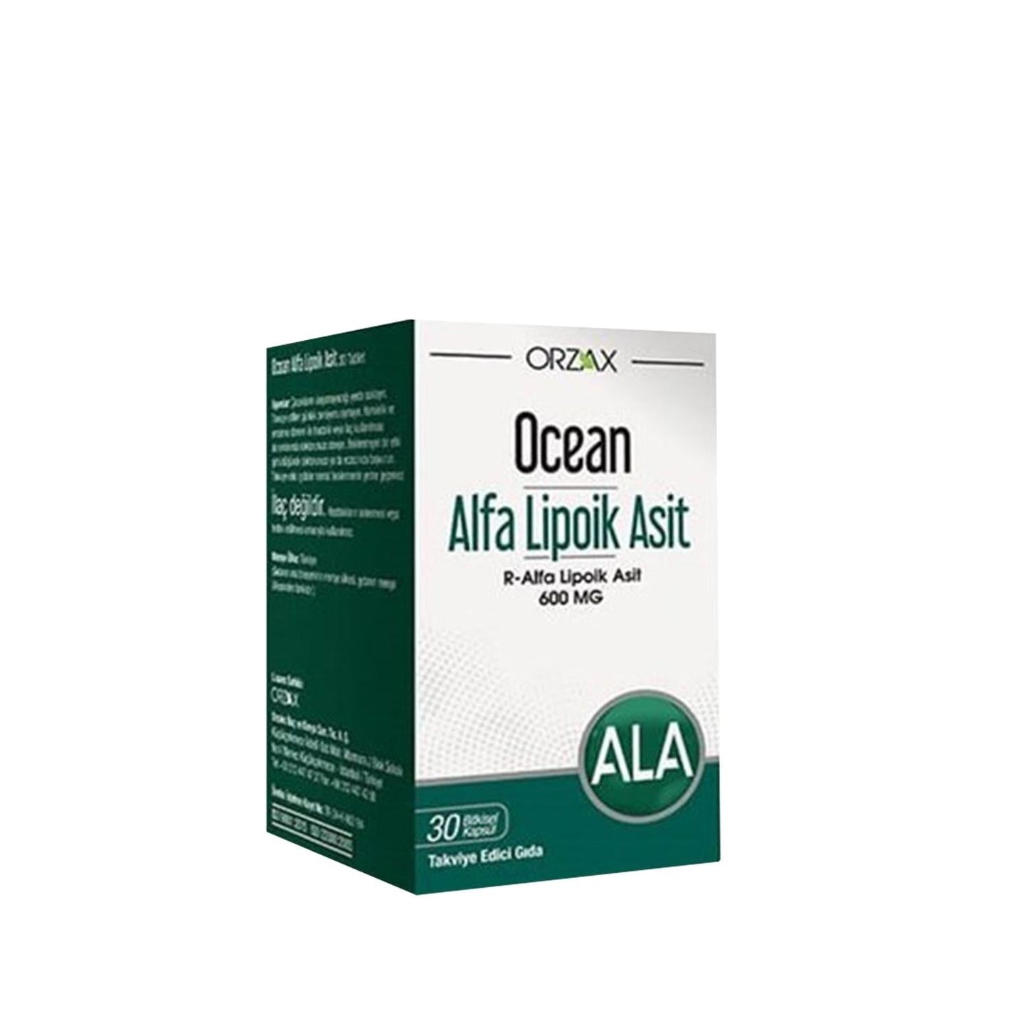 Orzax Alpha-Lipoic Acid Supplement 600 mg - 30 Vegetarian Capsules for Antioxidant Support