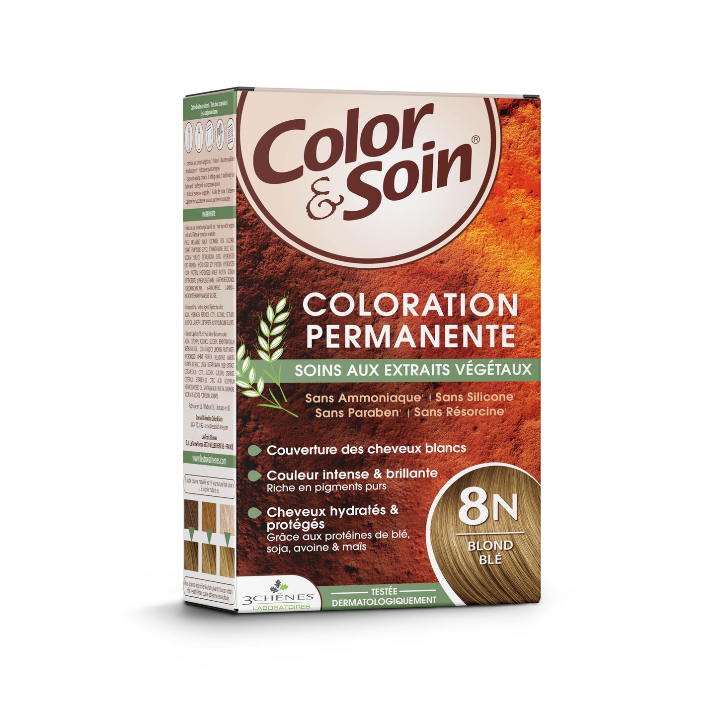 Color&Soin Natural 8N Wheat Germ Blond Hair Dye - Ammonia-Free, Plant-Based Hair Coloring