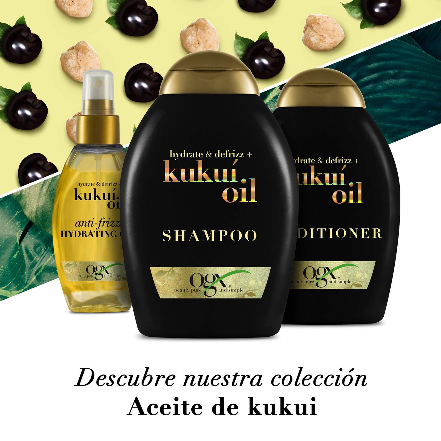 OGX Kukui Oil Conditioner - Moisturizing Anti-Frizz Hair Care for Dry Damaged Hair