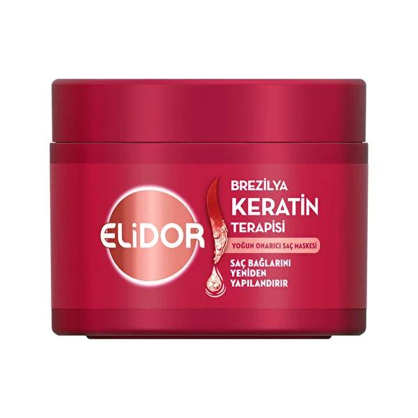 Elidor Brazilian Keratin Therapy Hair Mask: Intensive Repair for Damaged Hair, Reduce Split Ends - Deep Conditioning Marula Oil & Vitamin E Treatment (7.44 fl oz)