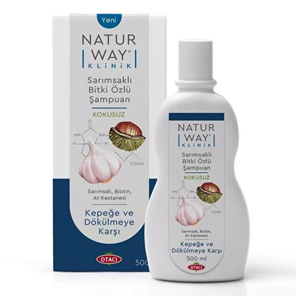 Naturway Klinik Garlic Shampoo - Anti Hair Loss Herbal Formula, Scalp Moisturizing, Fruity Floral Scent - 500ml