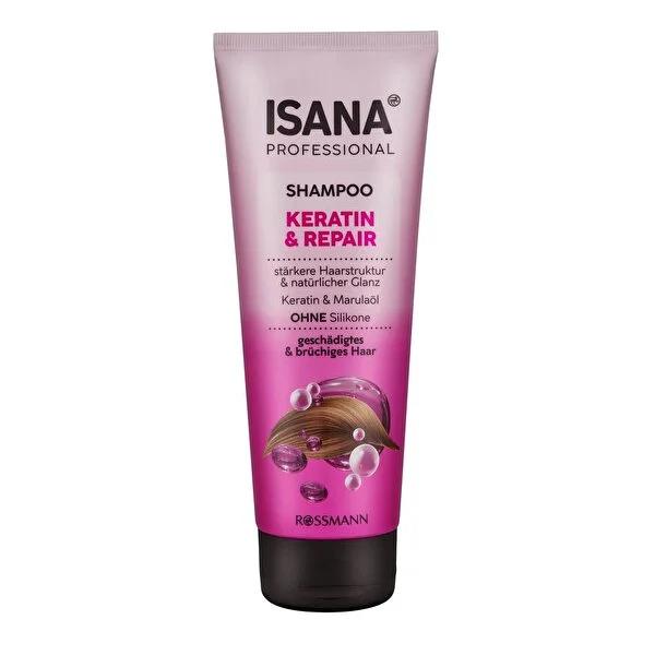 Isana Professional Keratin Shampoo - Repair Damaged Hair, Strengthen Brittle Hair & Reduce Split Ends - Silicone-Free Formula with Marula Oil