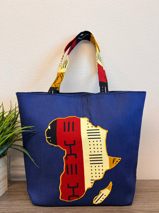 Denim African Map Tote Bag - M2G