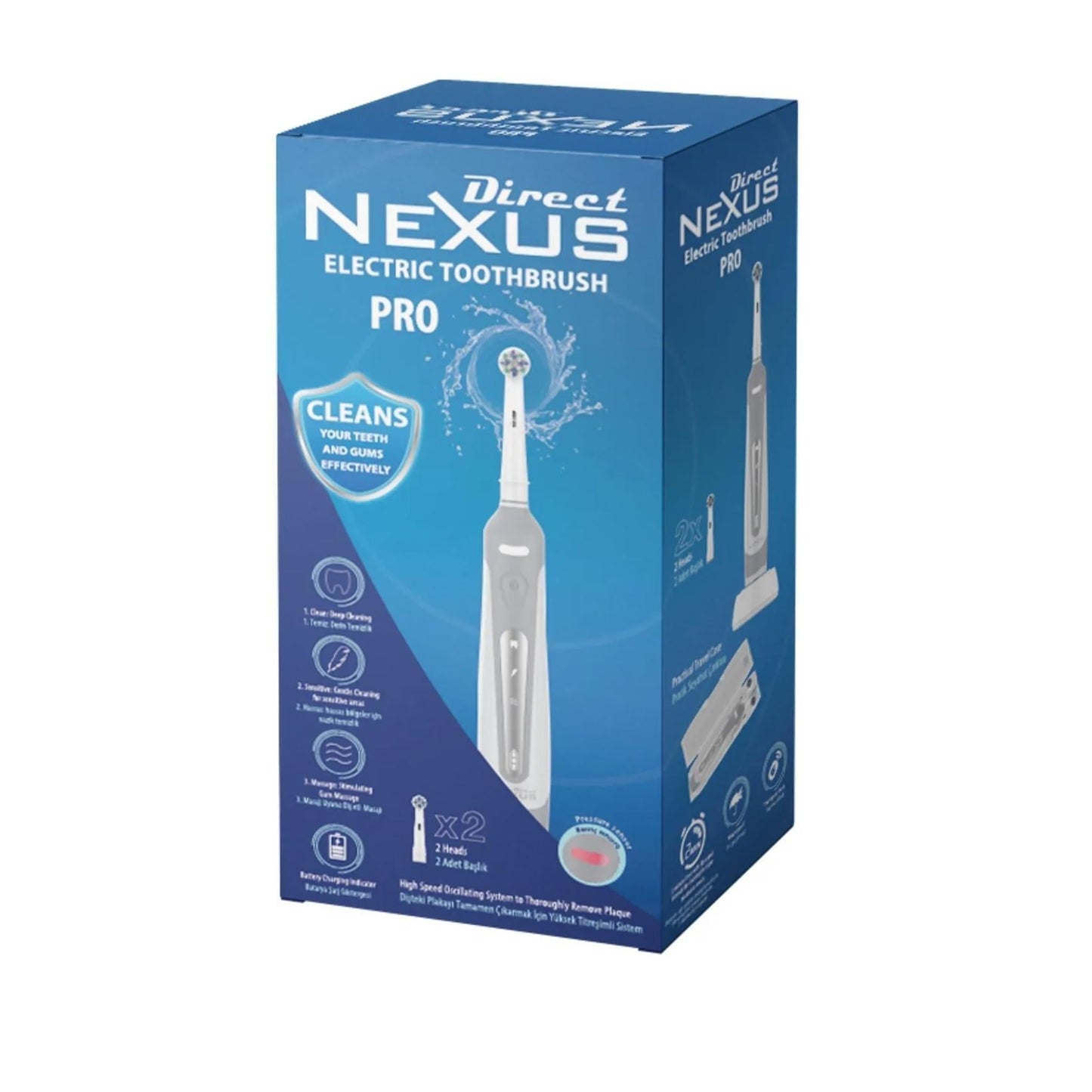 Direct Nexus Electric Toothbrush PRO - Rechargeable, Waterproof, 3 Modes for Adults - Customizable Oral Care