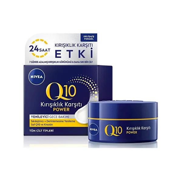 Nivea Q10 Anti-Wrinkle Night Face Cream - Firms, Hydrates & Smoothes Fine Lines, Dermatologically Tested, 1.69 fl oz