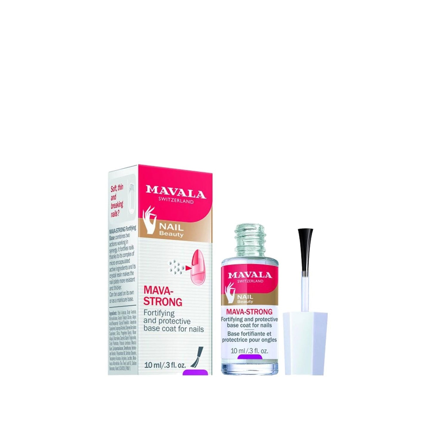 Mavala Mava Strong Nail Strengthener - 10ml, Strengthens & Protects Weak Brittle Nails