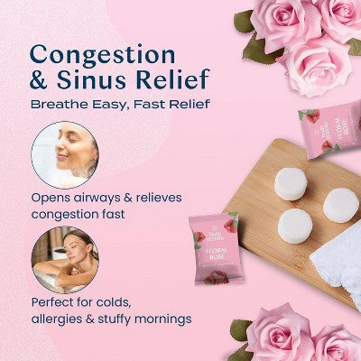 Body Restore Shower Steamers with 100% Natural Essential Oil Rose Shower 6ct - New - M2G