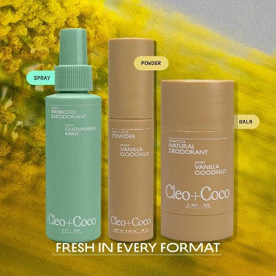 cleo+coco. Body and Hair Antiperspirants and Deodorant Powder Coconut Vanilla 0.88oz - New - M2G