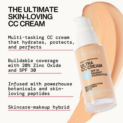 Pacifica Ultra CC Cream Radiant Foundation Natural/Medium 1 fl oz - New - M2G