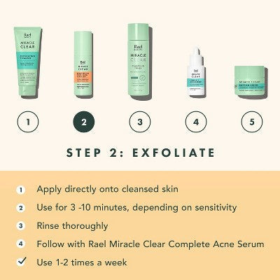 Rael Miracle Clear Brightening Triple Acid Face Exfoliant Gel-Serum 1.7oz - New - M2G