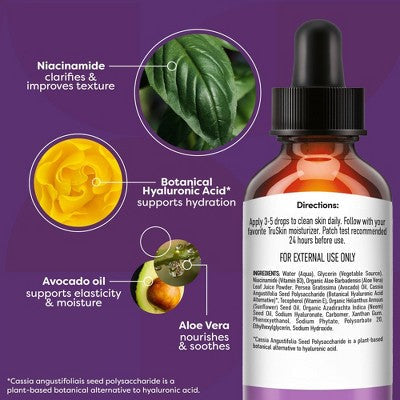 TruSkin Niacinamide Facial Serum with Vitamin E and Hyaluronic Acid 1 fl oz - New - M2G