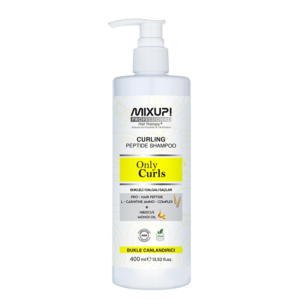 Mixup. Only Curls Curl Reviving Peptide Shampoo 400 ml - Nourishing Curly Hair Shampoo with Peptide and Hibiscus Oil