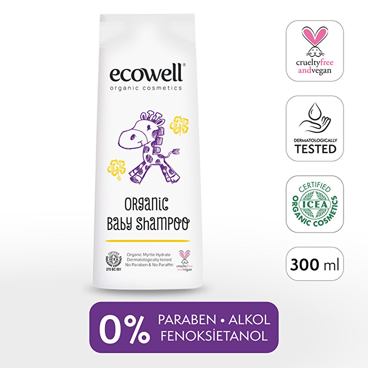 Ecowell Organic Baby Shampoo & Body Wash - Gentle, Paraben-Free, Vegan Certified - 10.14 fl oz