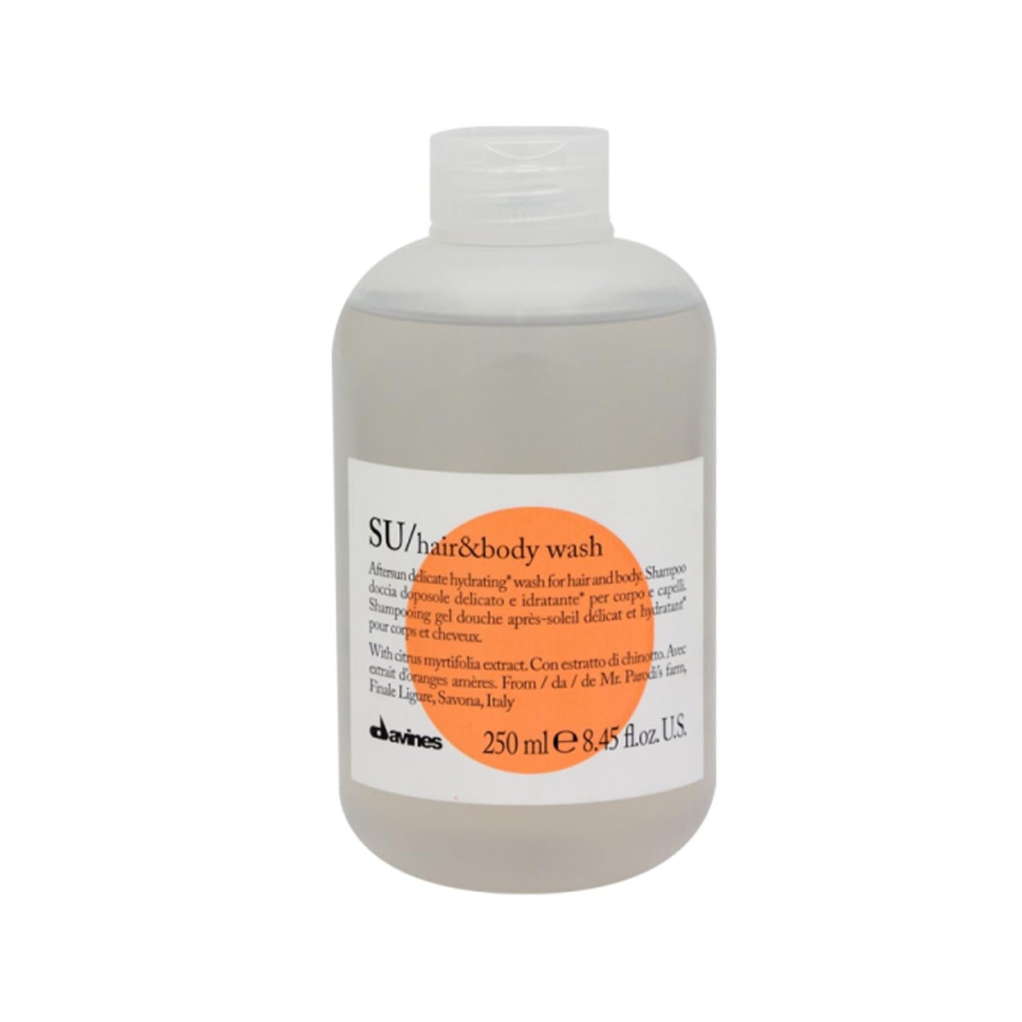 Davines SU After Sun Shampoo - 8.45 fl oz, Gentle Hair and Body Cleanser for Post Sun Care