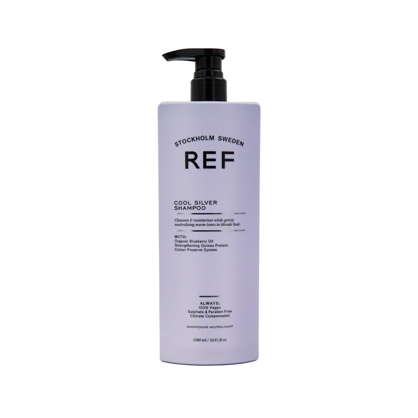 REF Cool Silver Shampoo for Blonde and Silver Hair - 1000ml, Maintains Color & Shine