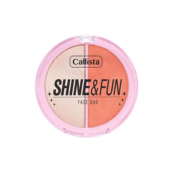 Callista Shine & Fun Face Duo Makeup Palette - Long Lasting Blush & Highlighter Duo for Effortless Beauty Routine