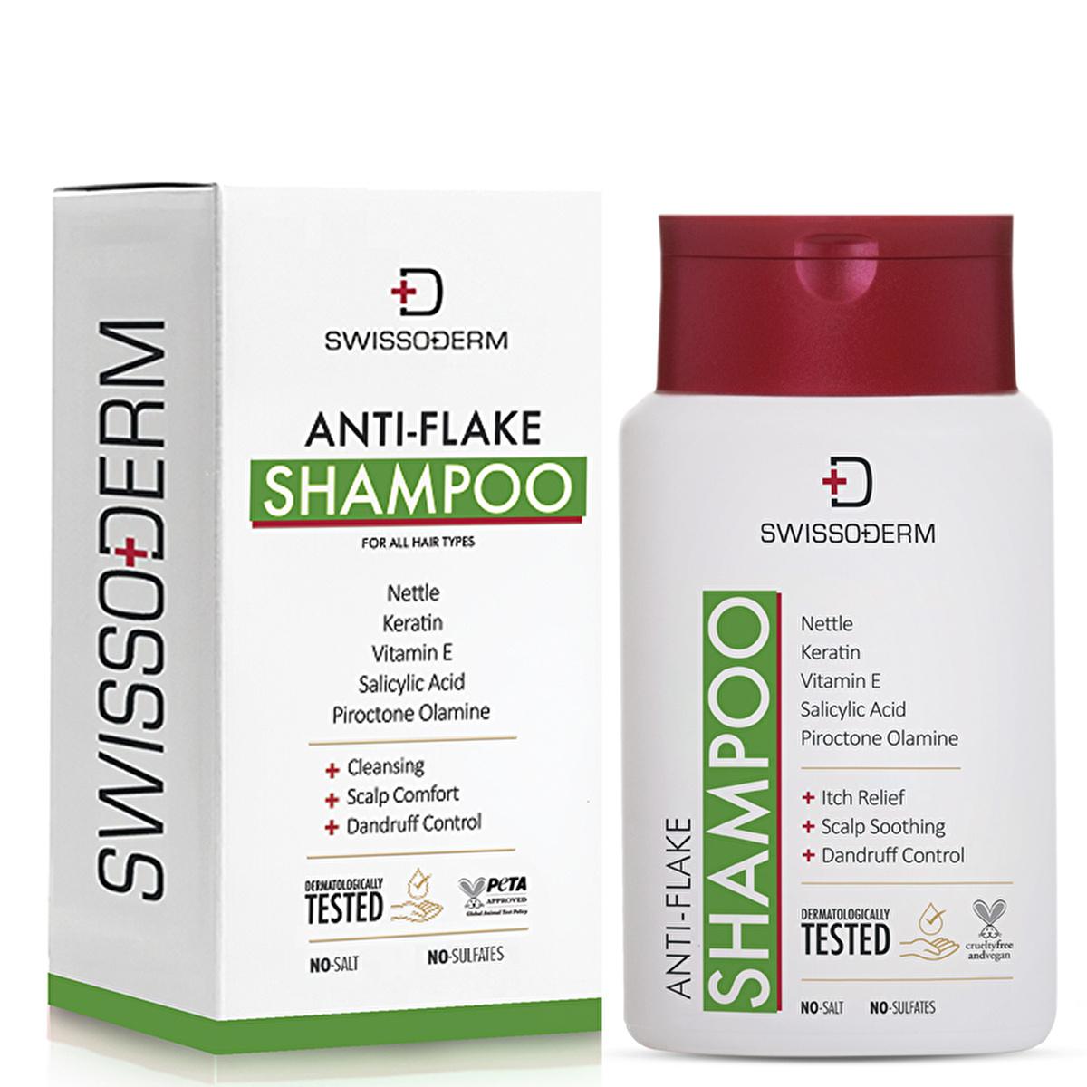 Swissoderm Anti-Dandruff Shampoo - 300ml - Vegan & Sulfate Free - Soothe Itchy, Flaky Scalp with Salicylic Acid & Piroctone Olamine