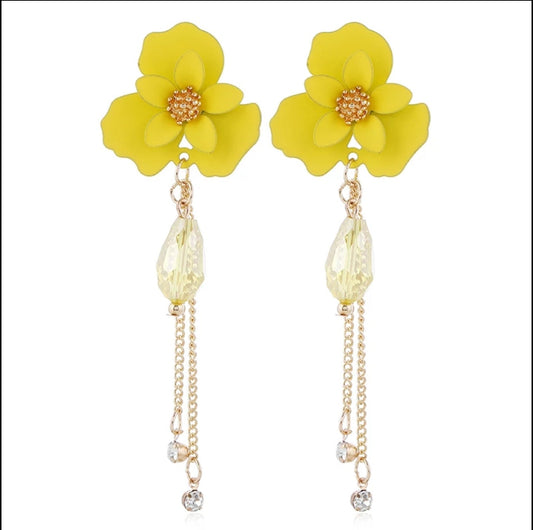 Flower Shaped Strip Drop Earrings - M2G
