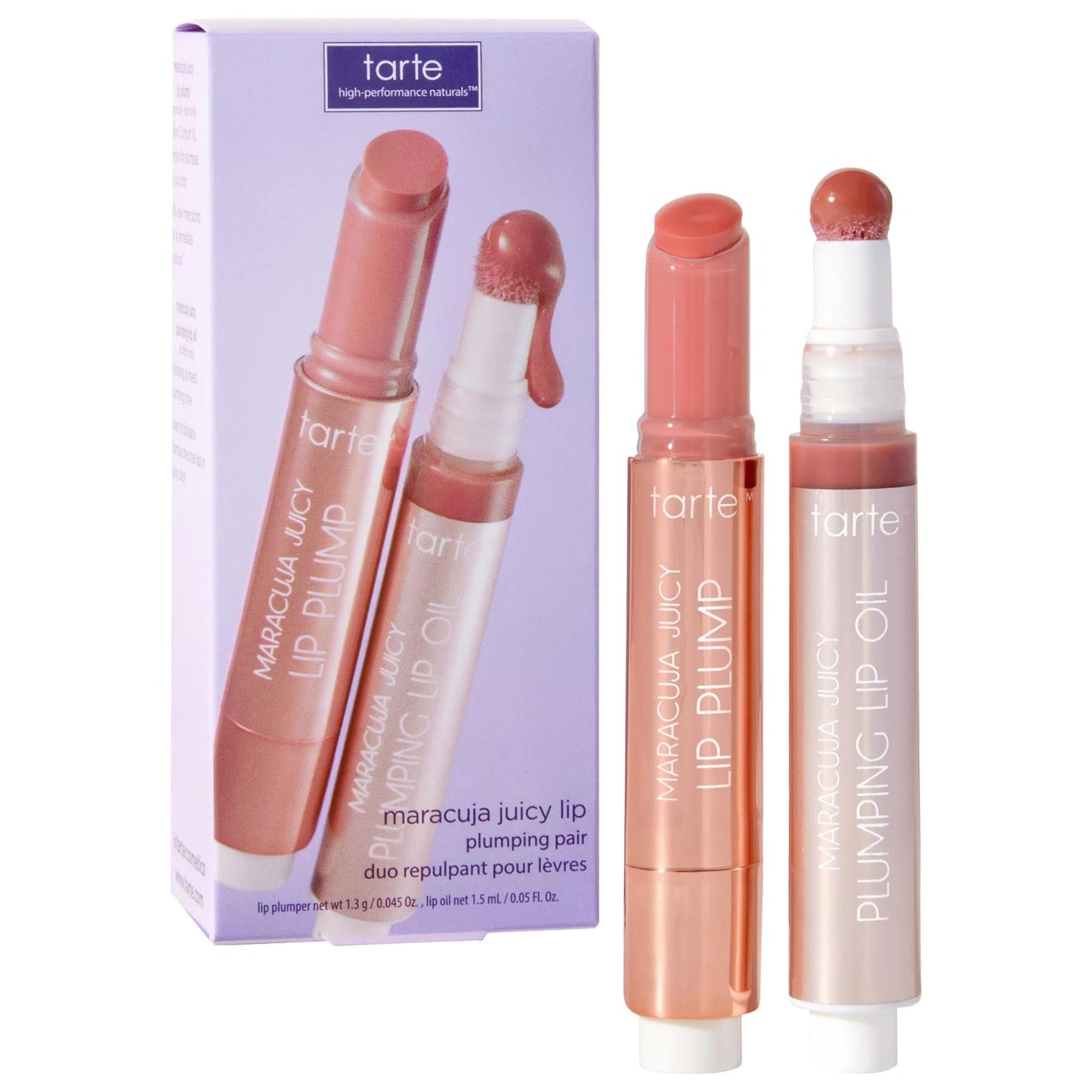 Tarte Mini Maracuja Juicy Lip Plumping Pair: Vegan, Cruelty-Free Hydration & Natural Lip Plumper for Fuller, More Vibrant Lips - Travel Size