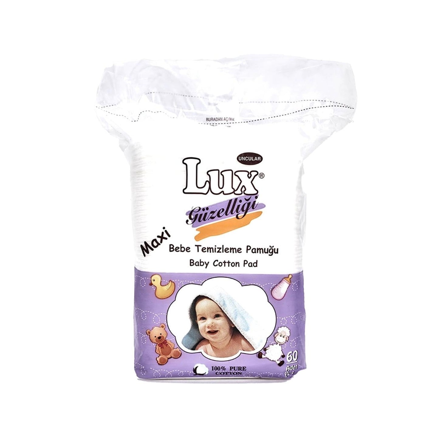 Lux Kare Baby Wipes Maxi 60 Count - Gentle, Effective Cleaning for Infants