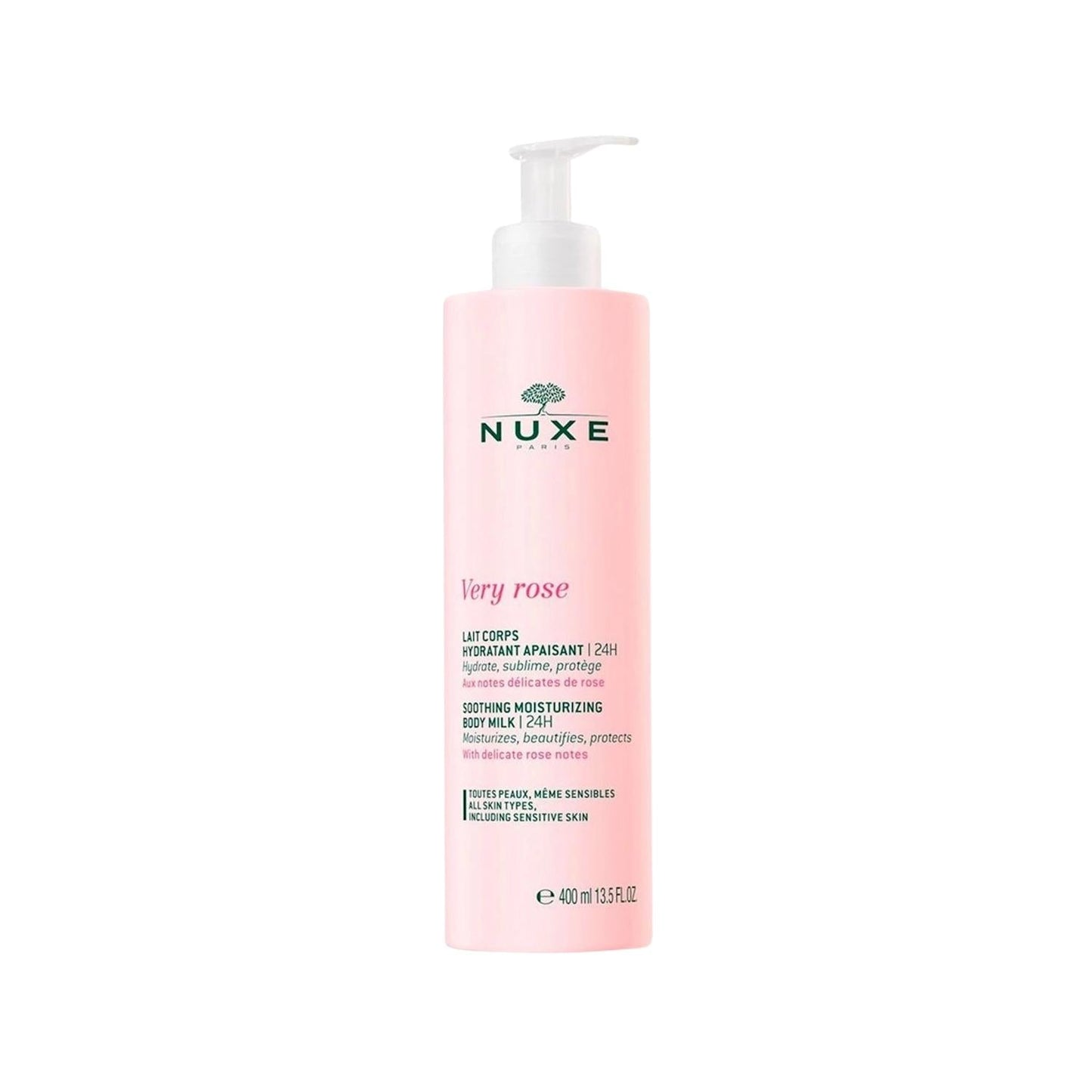 Nuxe Very Rose Soothing Moisturizing Body Milk - Hydrating Skincare for Dry Skin, 13.53 fl oz