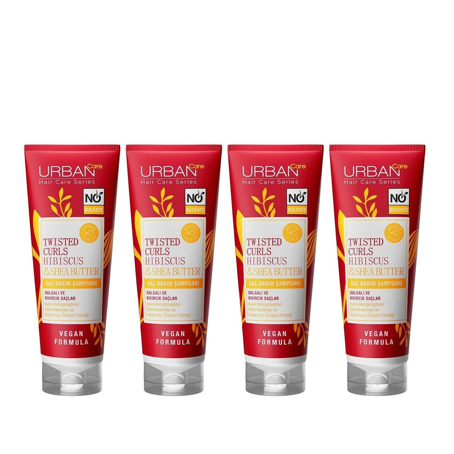 URBAN Care Sulfate-Free Shampoo for Curly Hair - Twisted Curls Hibiscus & Shea Butter 250ml x 4