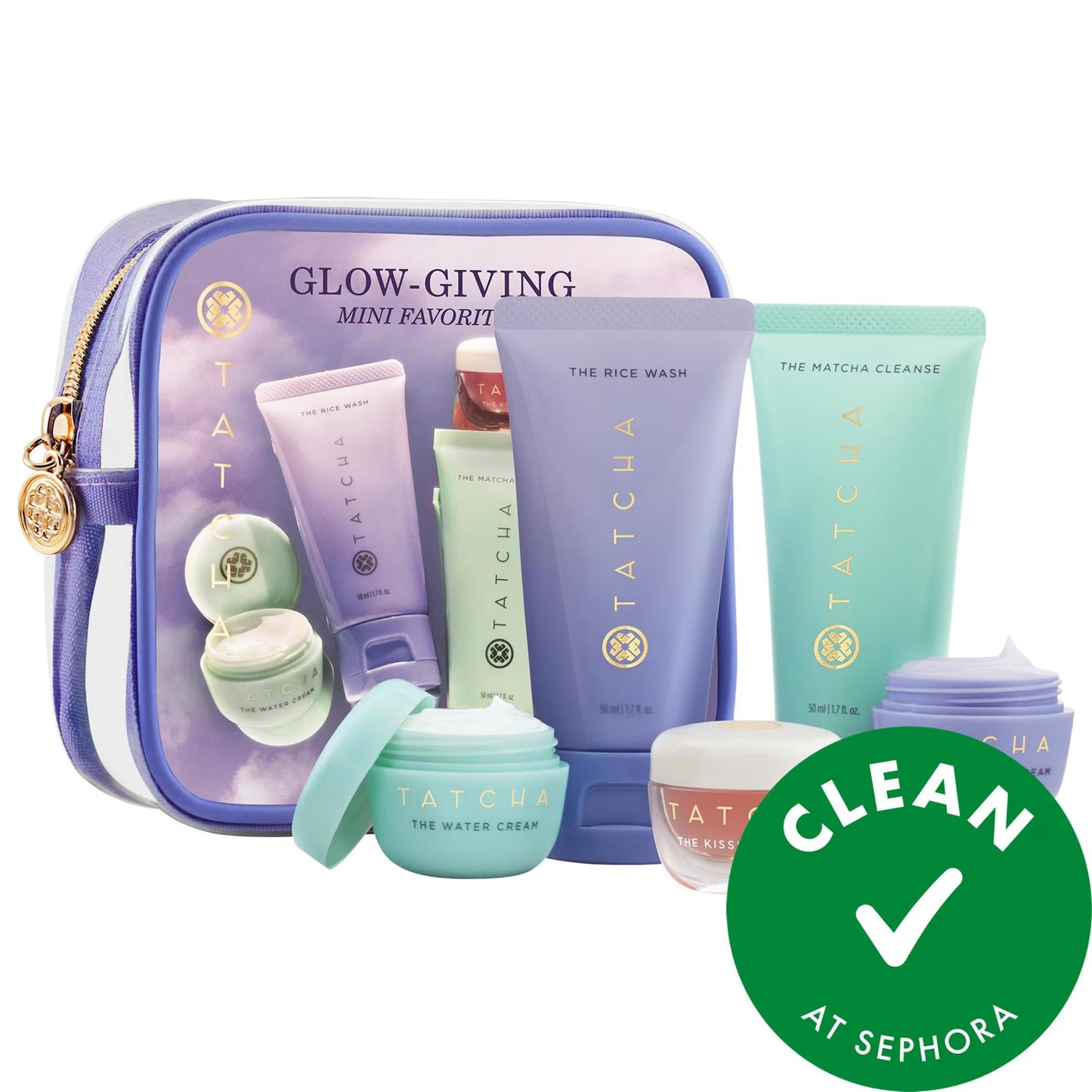 Tatcha Mini Favorites Set: Radiant Skin Routine with Hydrating Moisturizer, Pore Minimizing Cleanser & Lip Mask - Japanese Cruelty-Free Skincare