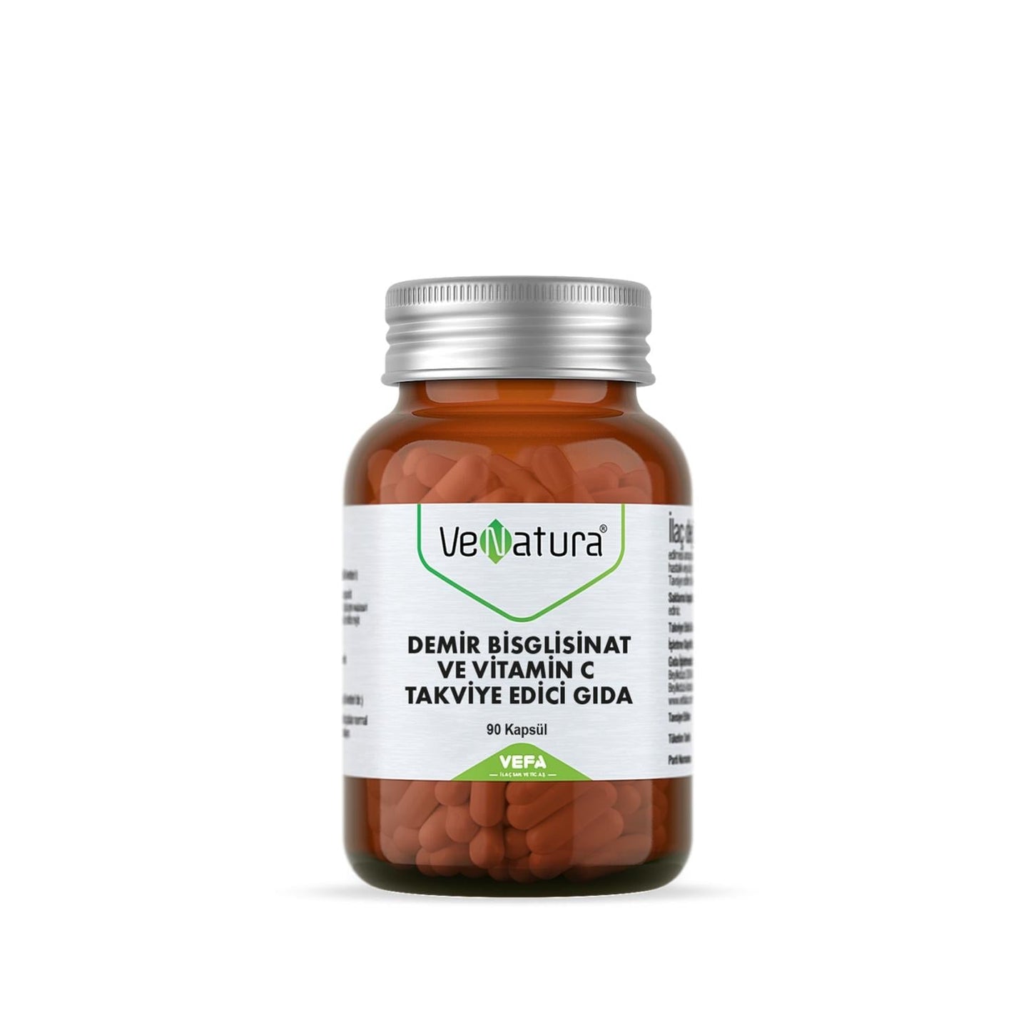 VeNatura Iron Supplement with Vitamin C - 90 Capsules for Healthy Iron Levels & Immune Support