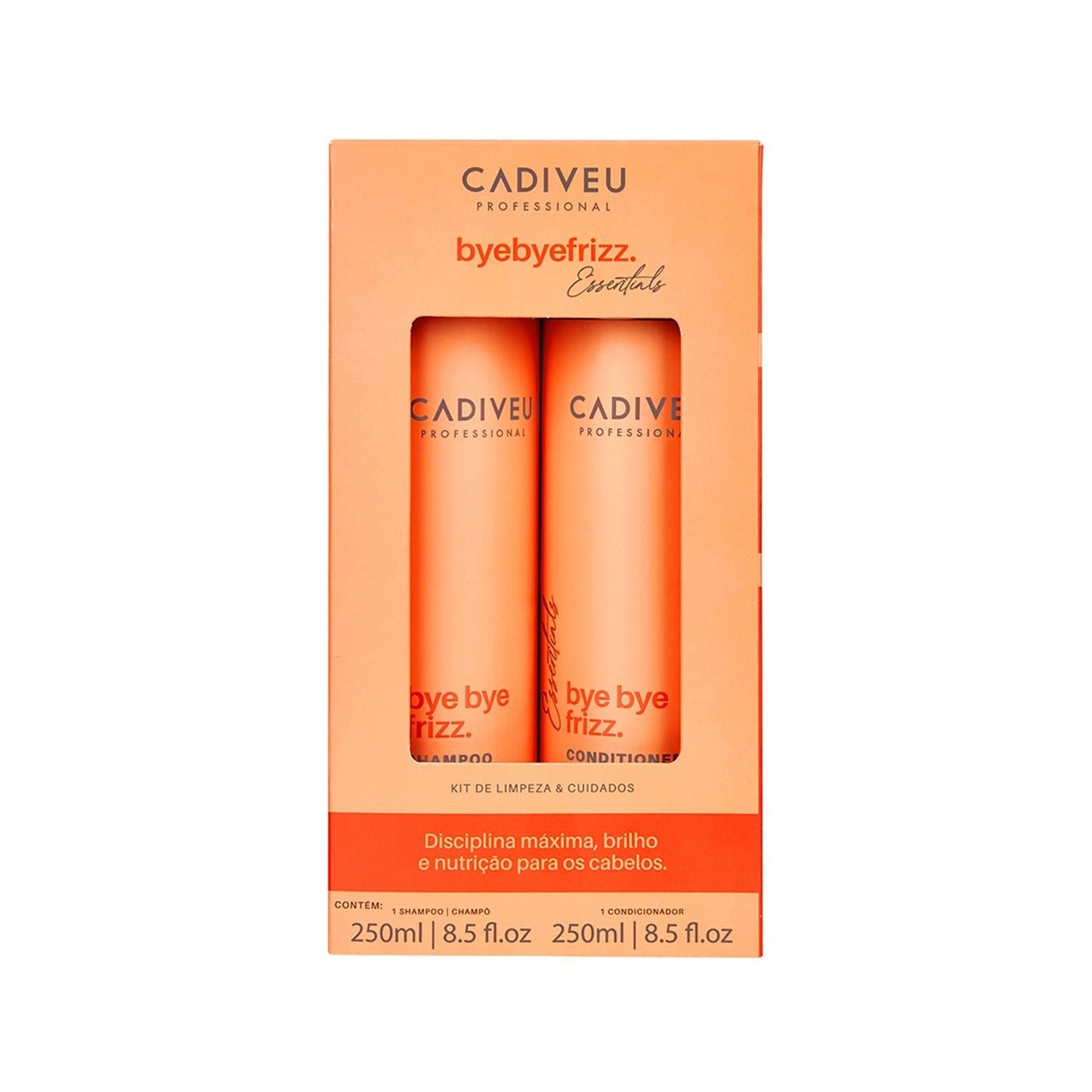 Cadiveu Essentials Bye Bye Frizz Homecare Hair Care Set - Shampoo & Cream for Frizzy Hair, Smoothening & Hydrating