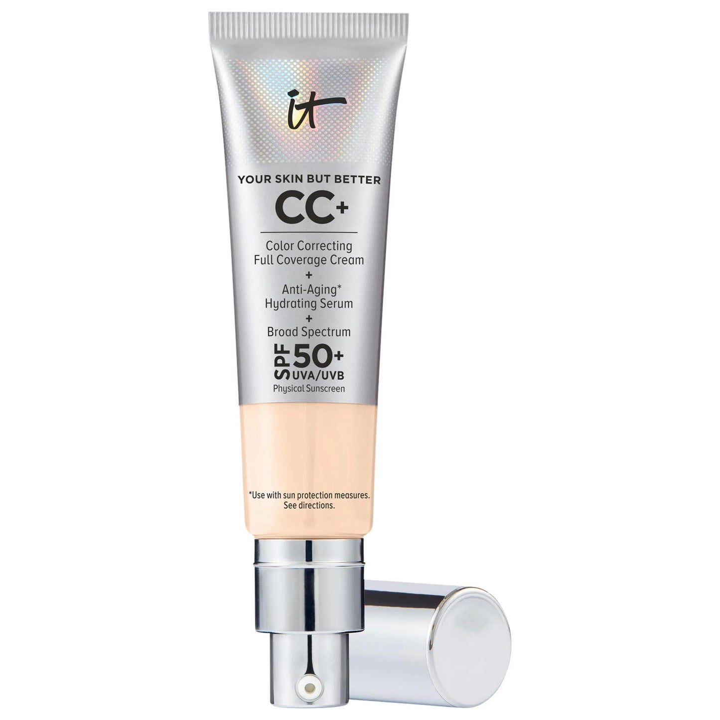 IT Cosmetics CC+ Cream Full Coverage Foundation SPF 50+: Color Correcting, Anti-Aging, Hydrating - Flawless Finish & Sun Protection
