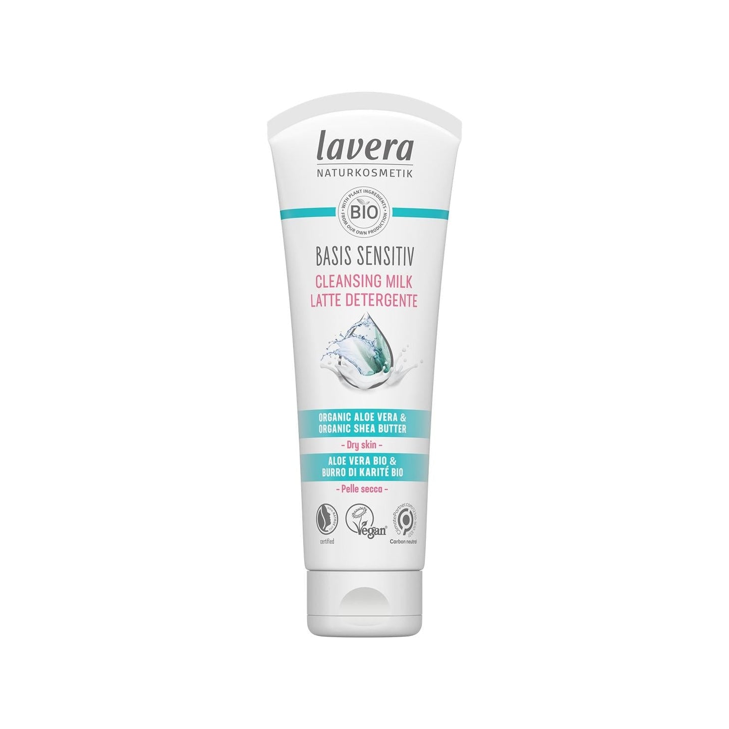 Lavera Basis Sensitiv: Gentle Facial Cleansing Milk - Natural & Organic Makeup Remover for Sensitive Skin, 4.23 fl oz