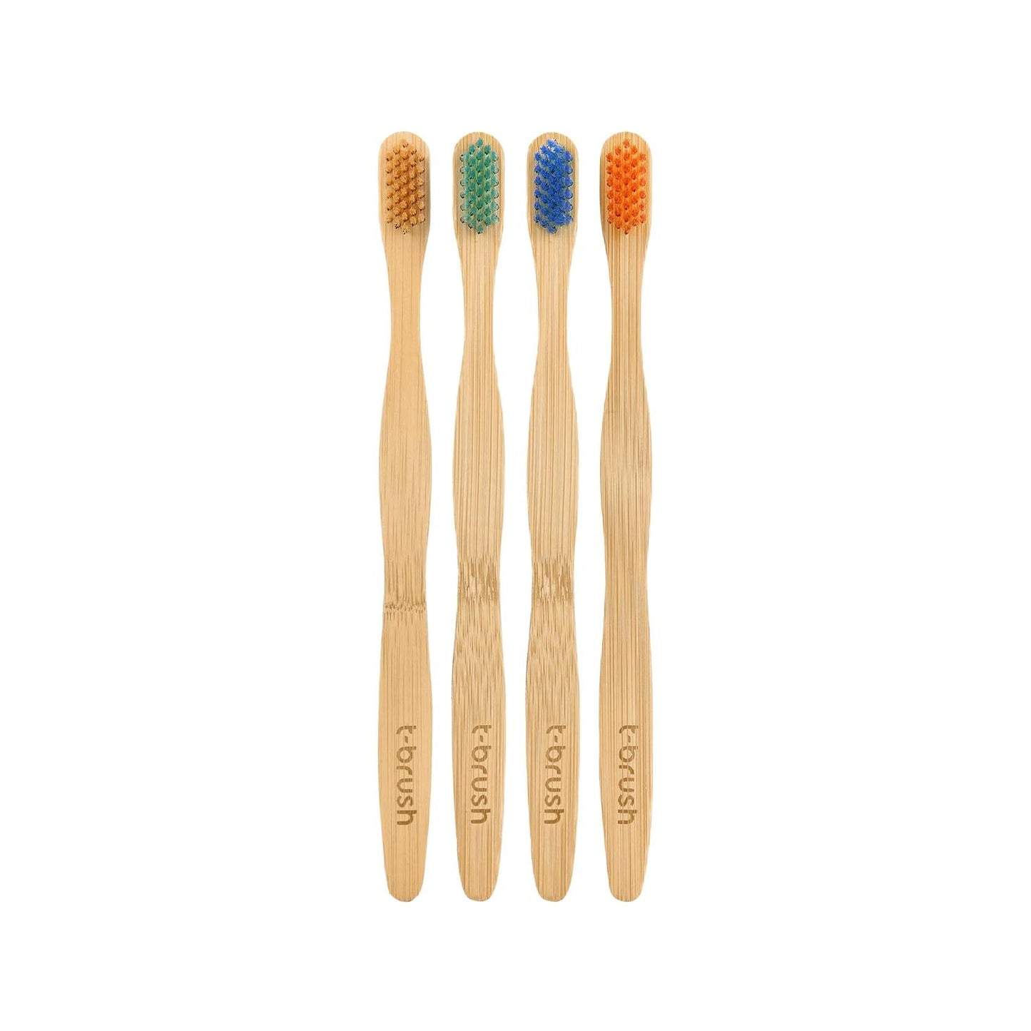 T-Brush Bamboo Toothbrush Medium Hardness 4-Pack - Eco-Friendly Oral Care