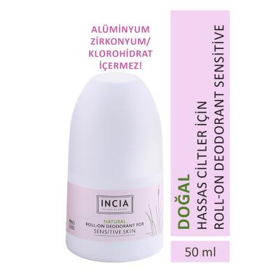 Incia Natural Roll-On Deodorant for Sensitive Skin - 50 Ml, Gentle Aloe Vera & Mineral Salt Formula