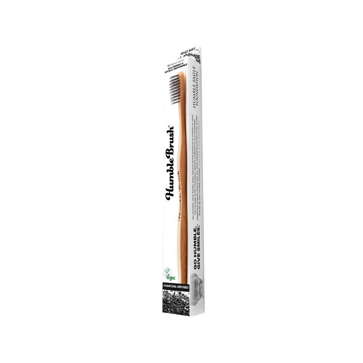 Humble Brush Adult Bamboo Charcoal Toothbrush - Eco-Friendly, Soft Bristles, Sustainable Oral Care