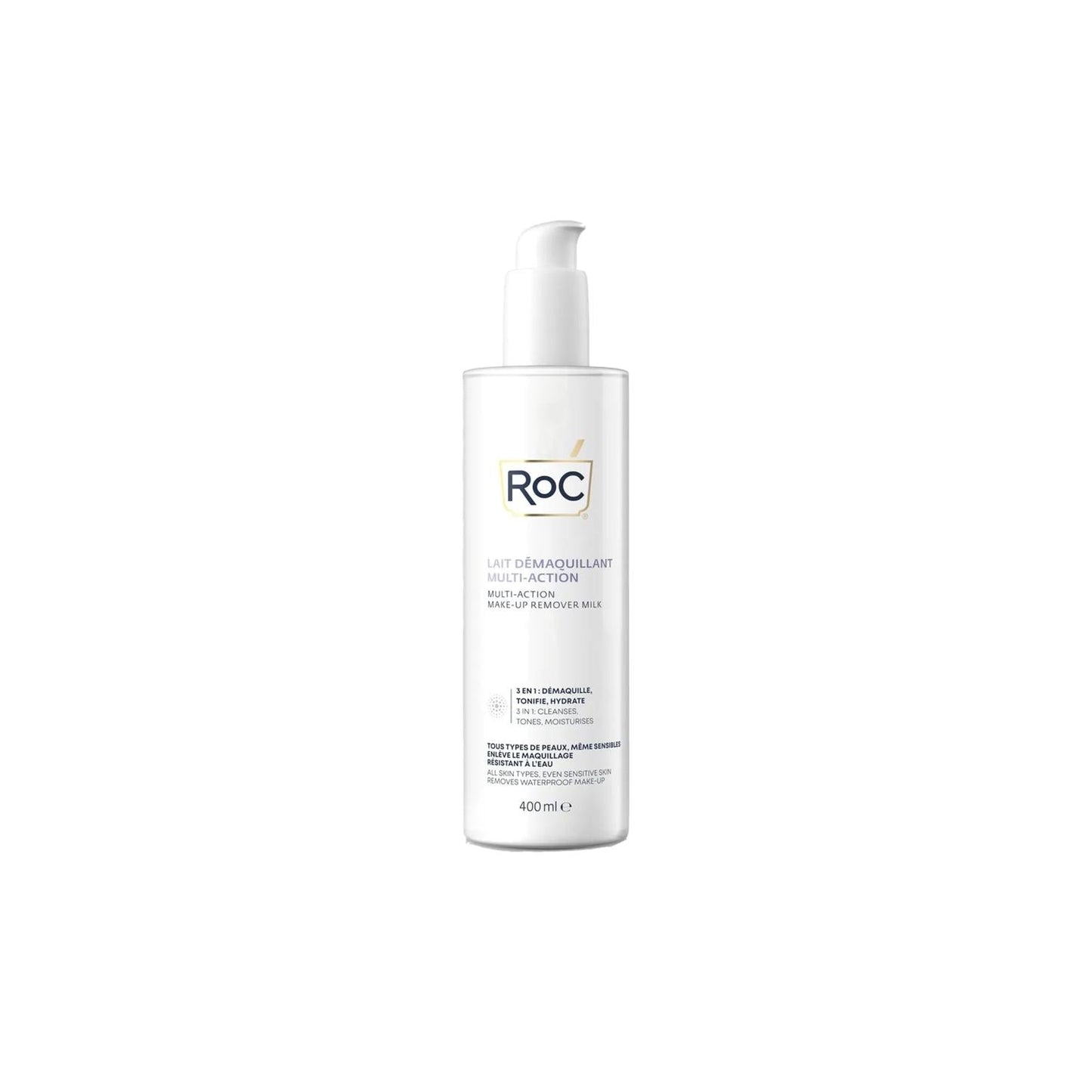 RoC 3-in-1 Makeup Cleansing Milk - 400ml, Multi-functional Skincare Cleanser for Effective Makeup Removal