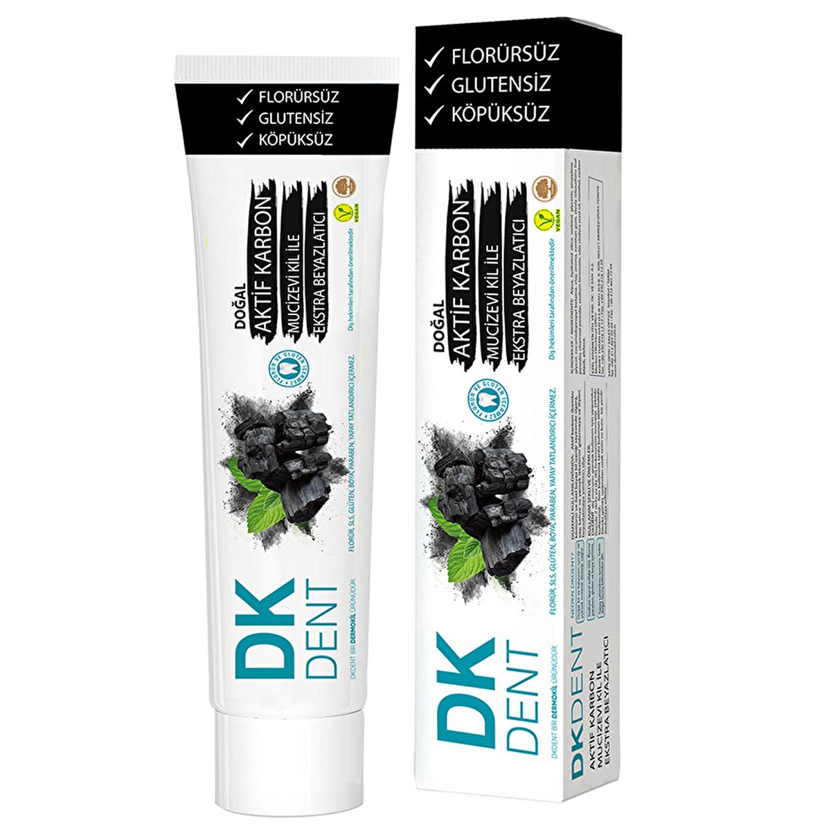 DK Dent Activated Charcoal & Clay Toothpaste - Naturally Whiten Teeth, Remove Stains, Fluoride Gluten & Paraben-Free Oral Care