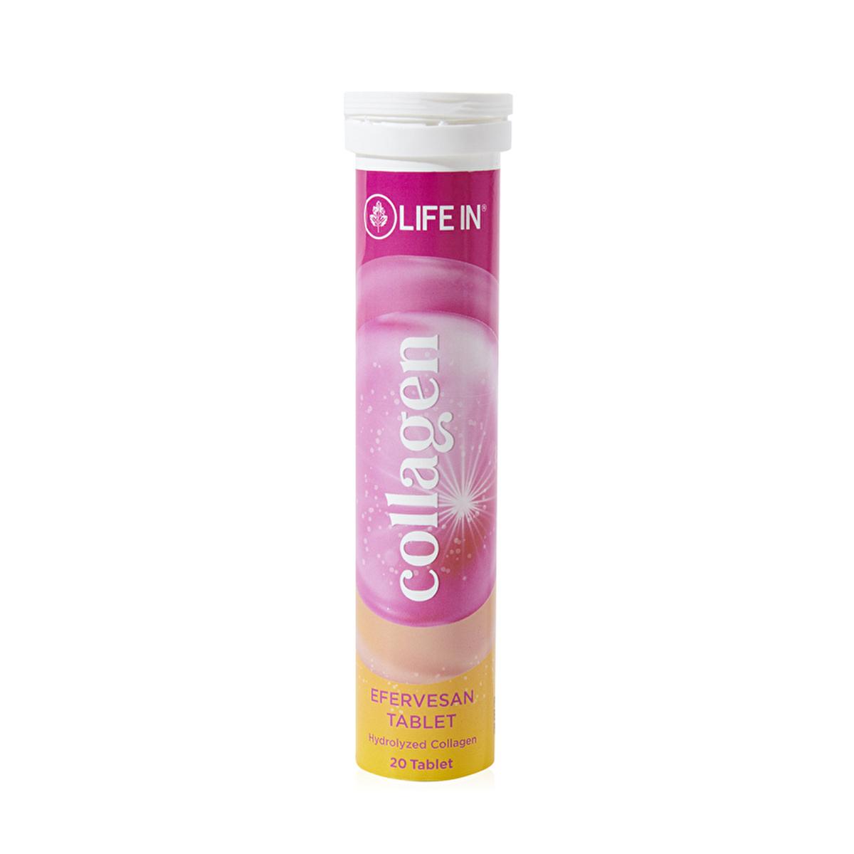 Life In Kolajen Effervescent Tablets Dietary Supplement for Skin and Joint Health - 20 Tablets