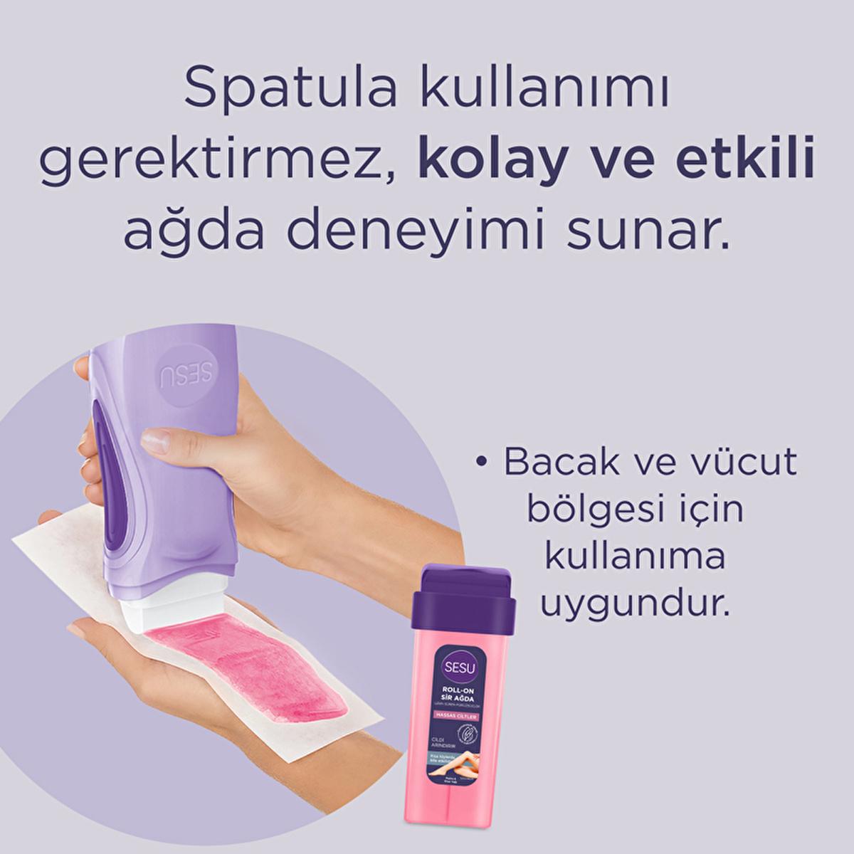 Sesu Roll-On Wax for Sensitive Skin - Easy Hair Removal, Dermatologically Tested, 3.38 fl oz