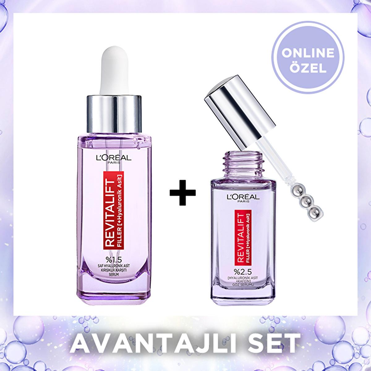 L'Oreal Revitalift: Hyaluronic Acid Anti-Aging Serum Set - Reduce Wrinkles, Dark Circles & Deeply Hydrate for Youthful Skin