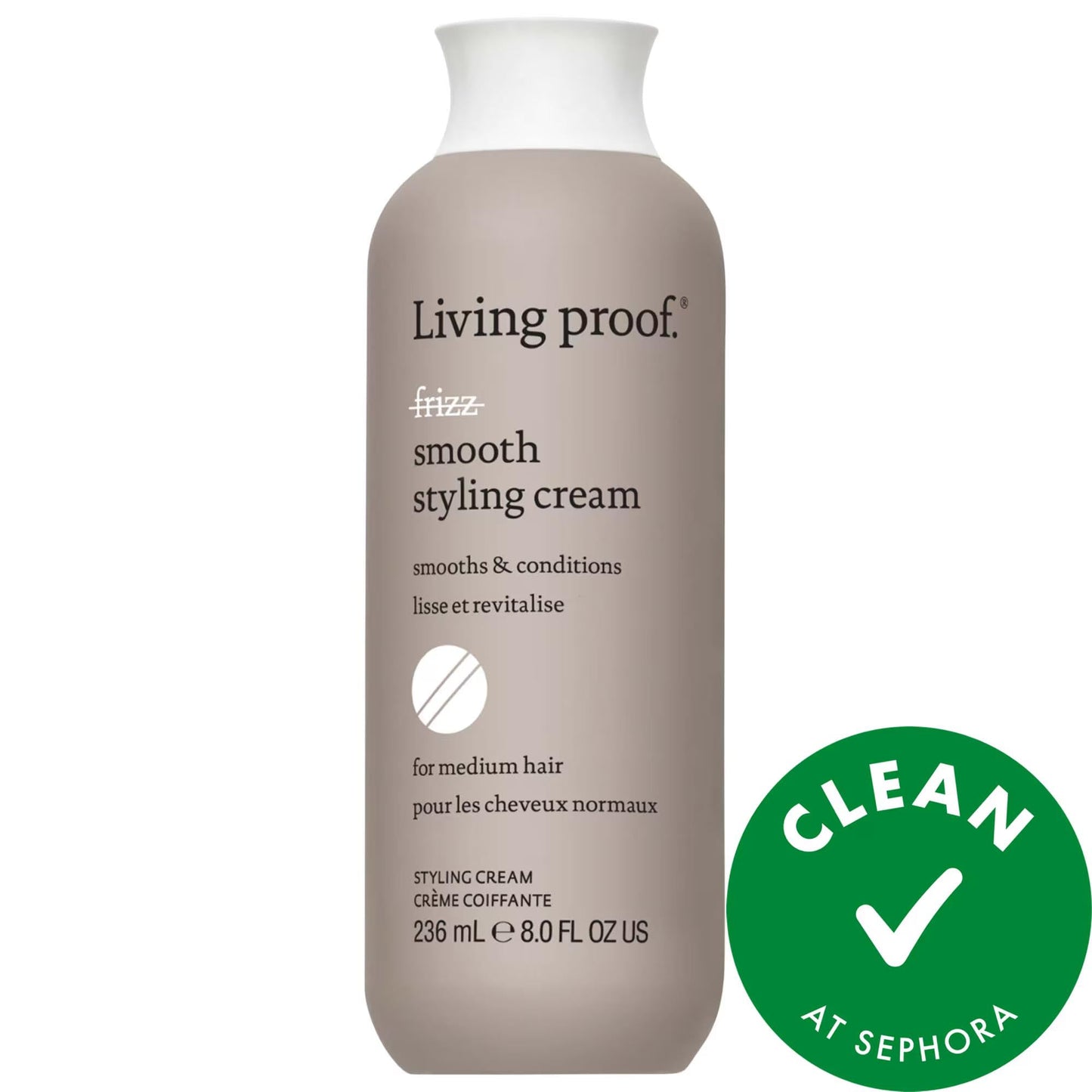 No Frizz Smooth Styling Cream - Silicone-Free, Heat Protecting Hair Cream for Medium Hair Types - Frizz Control, Smoothness, and Shine