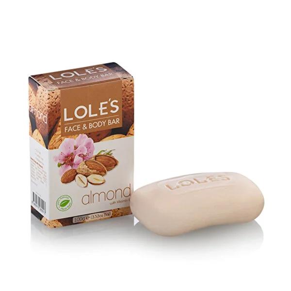 Lole Natural Almond Solid Soap - 100g - Plant-Based, Gentle Cleansing for Sensitive Skin - Organic, Herbal Soap Bar