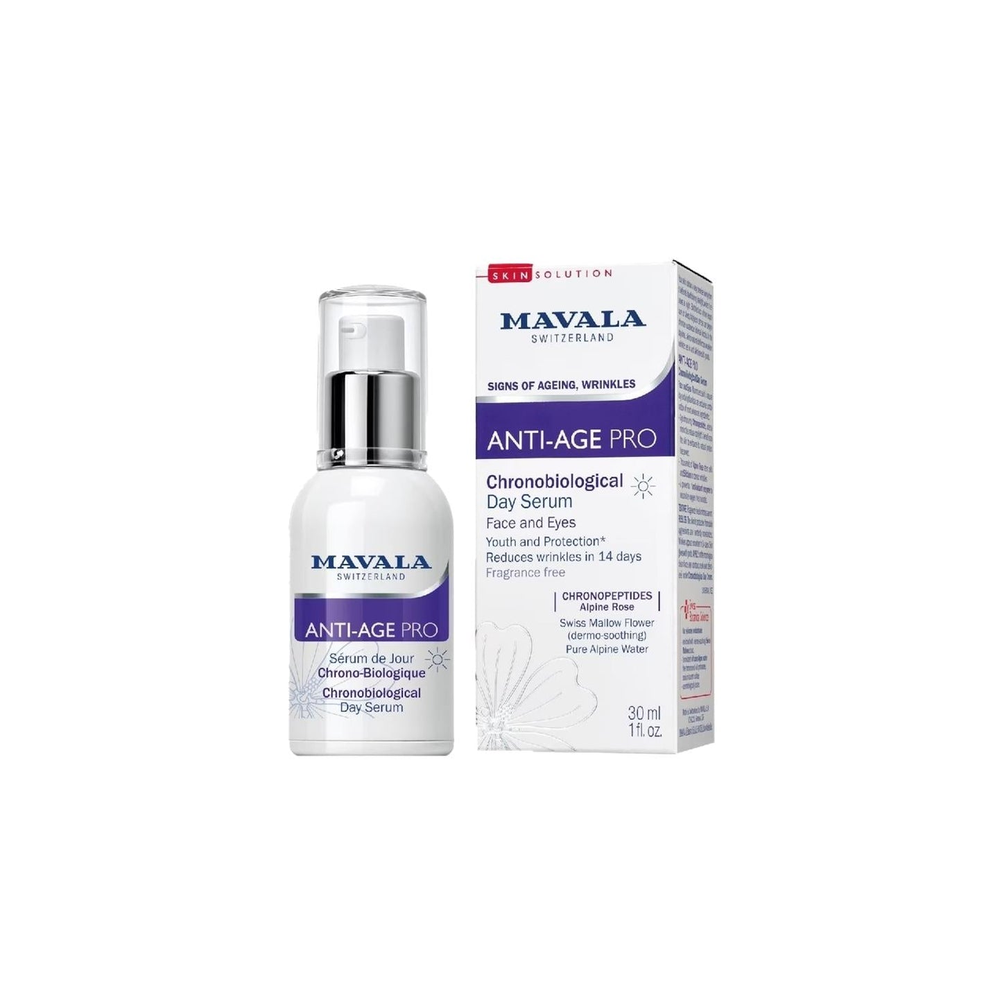 Mavala Anti-Aging Day Serum with Chronobiological Benefits - 30ml, Anti-Wrinkle Skincare for Daytime Protection
