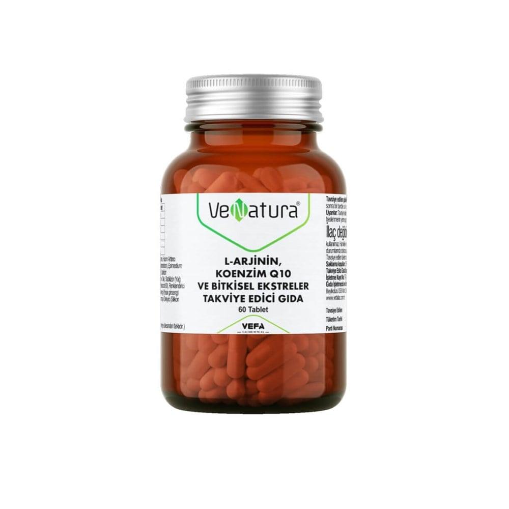 VeNatura L-Arginine, Coenzyme Q10 & Herbal Extract Supplement - 60 Tablets for Cardiovascular Health & Energy Support