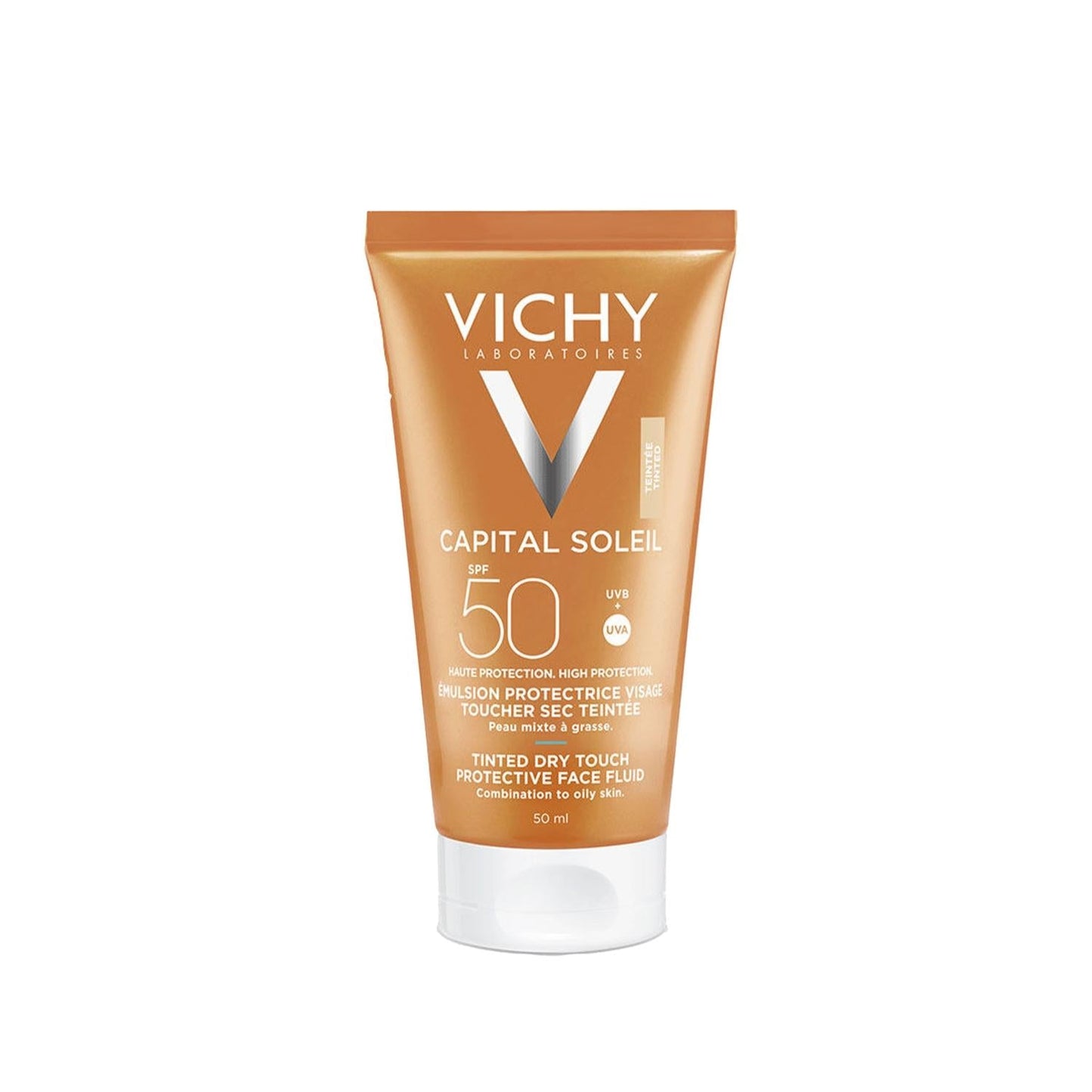 Vichy Capital Soleil Tinted Dry Touch Fluid Spf 50 - Tinted Sunscreen with SPF 50, Dry Touch Finish & Anti-Glare